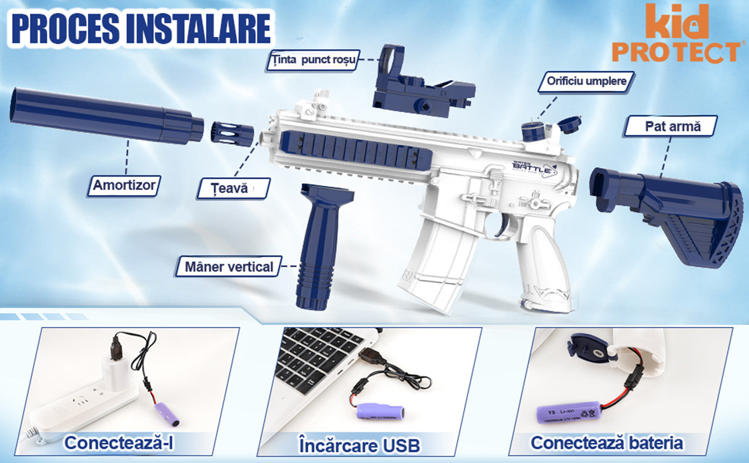 Pistol cu Apa Electric KidProtect WaterRaptor Pistol cu Apa Electric KidProtect WaterRaptor